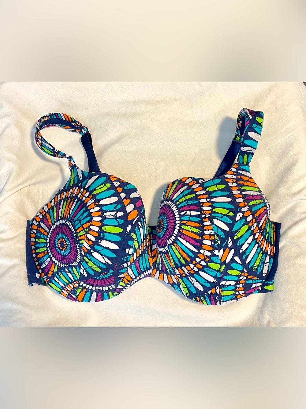 Cacique Boost Lined Underwire Balconette Bra -Back Closure -Multicolor- Sz 42DD
